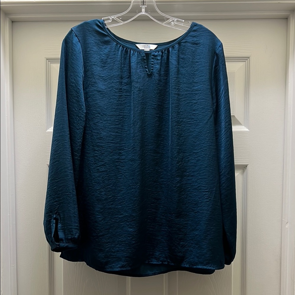 Croft & Barrow Teal Satin Blouse - sz M